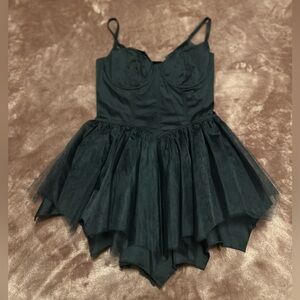 DOLLS KILL WIDOW FLEETING OPTIMISM MINI DRESS BAT WING CUPS VAMP GOTHIC CORSET